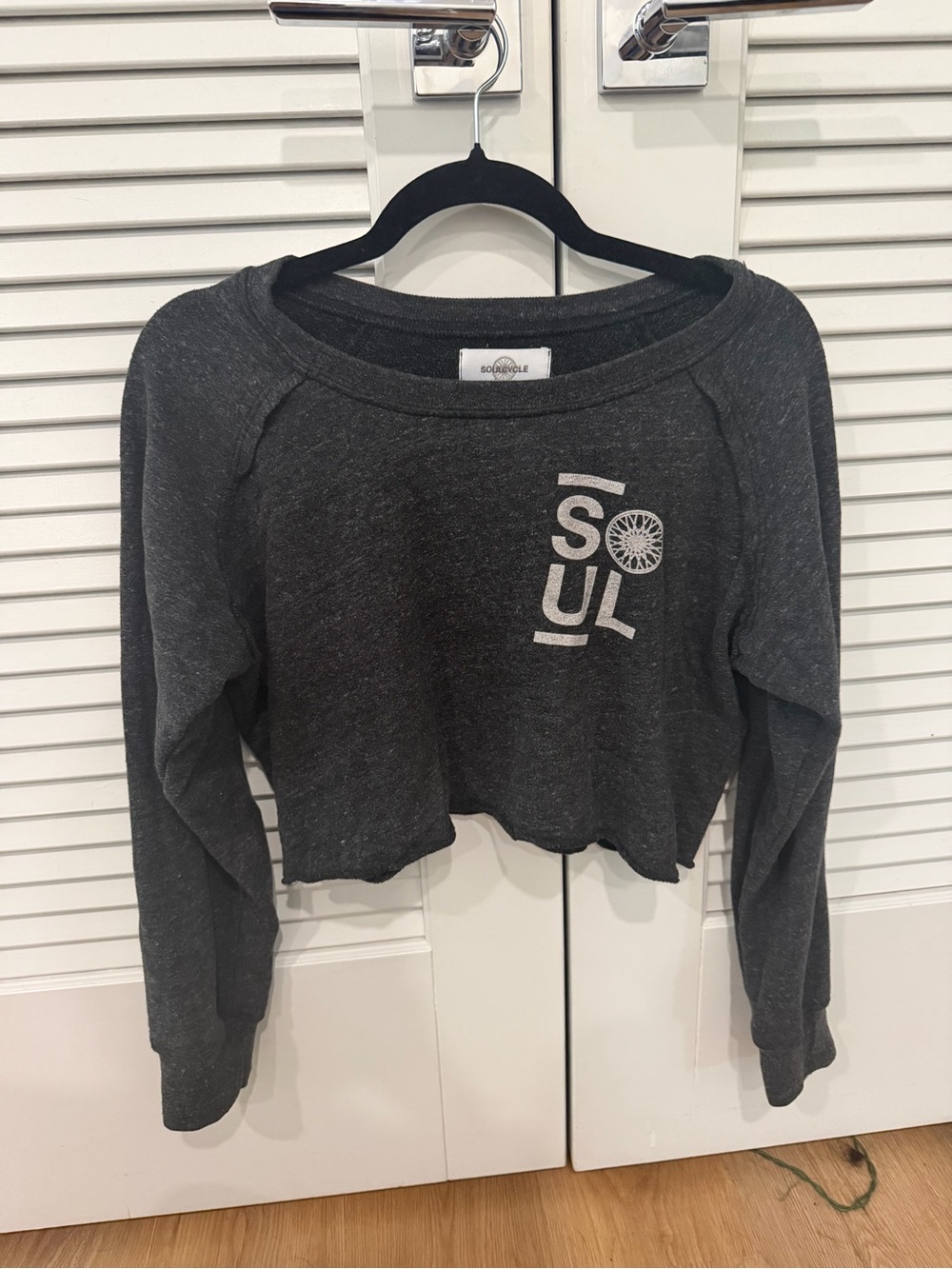 soulcycle Charcoal Cropped Crew Sweatshirt with 'SOUL' Logo